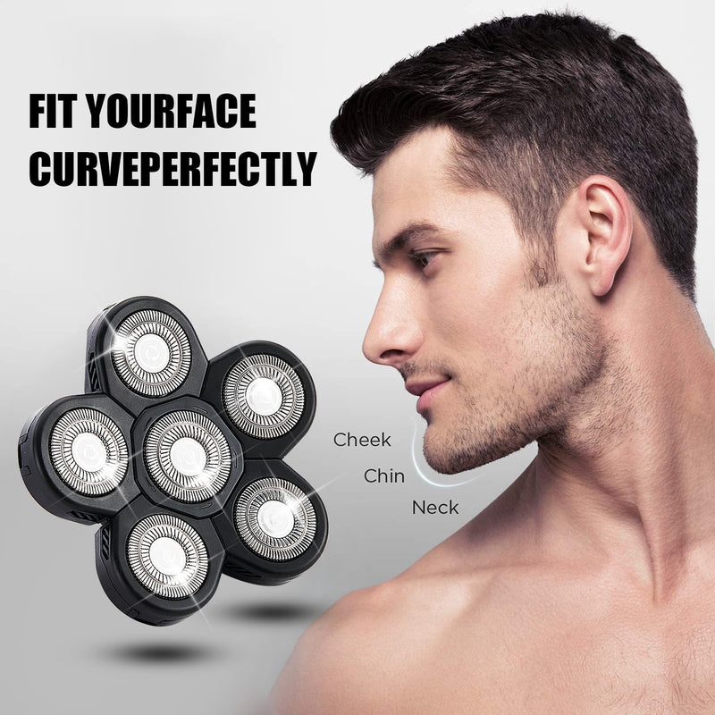 [Australia] - 6 Head Shaver Replacement Razor Heads for Many Brands Bald Men's Electric Foil Shaver Replacement,Universal Shaver Replacement Blades for Electric Razor for Men Bald and Face,3Pack Black 6 Head/3pcs 