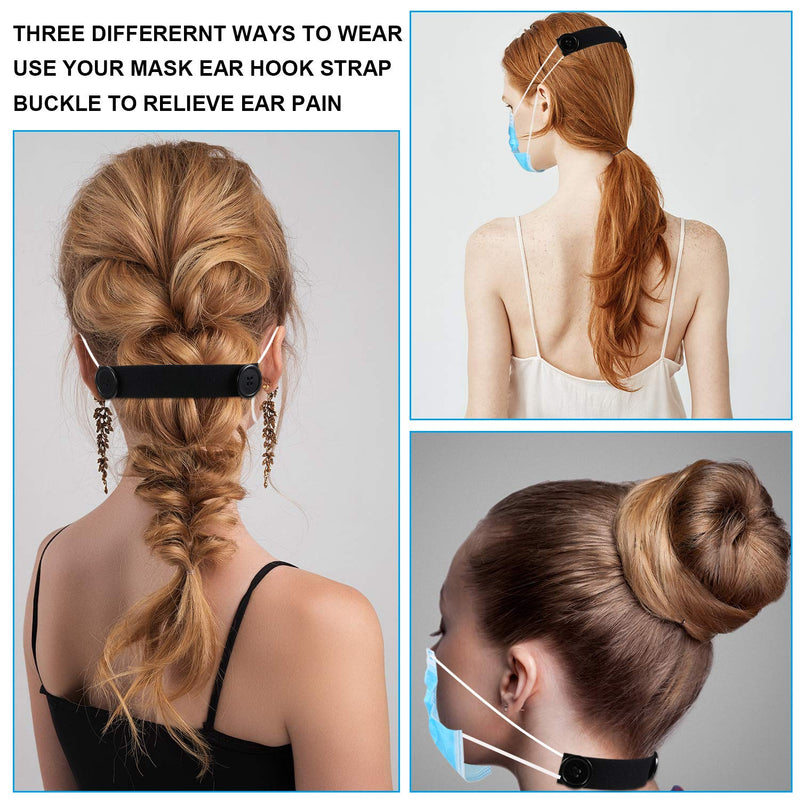 [Australia] - WILLBOND 10 Pieces mask Elastic Strap Face Covering Extension Hook Face Covering Ear Strap Extension Protector(Black) Black 