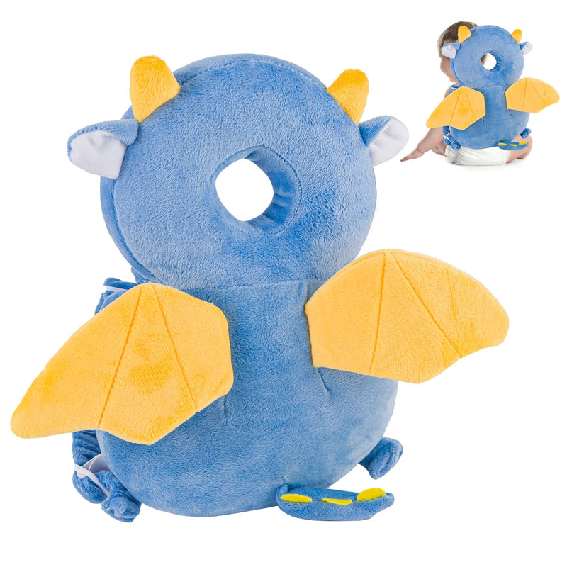 [Australia] - Baby Head Protector Backpack, Toddler Toddler Head Protector, Toddler Head Protector Padded Backpack Elasticated Carrier Wear (Dragon) Blue 