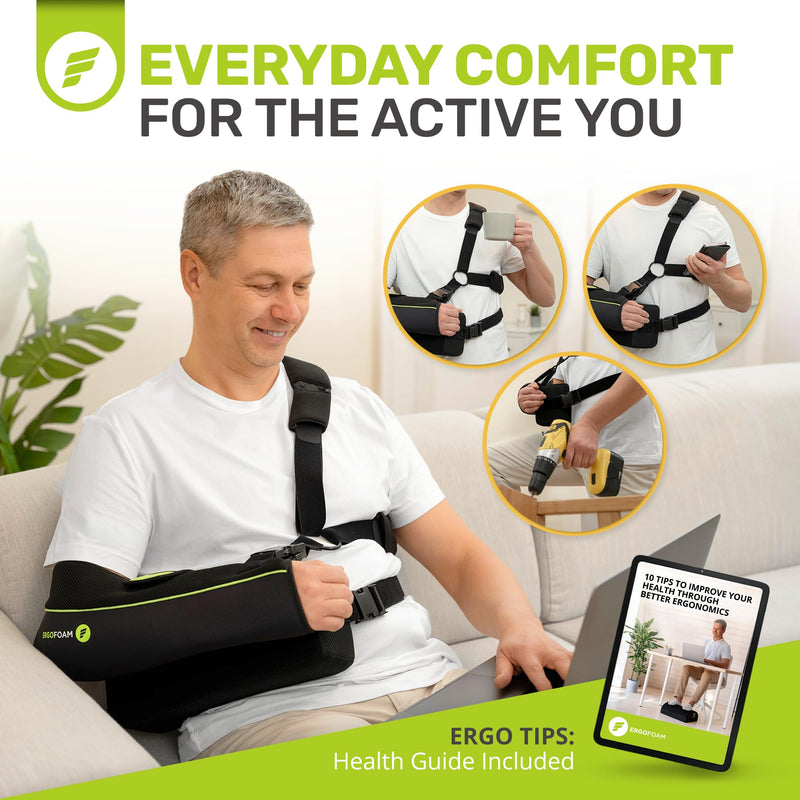[Australia] - ErgoFoam Shoulder Sling with Abduction Pillow - Premium Abduction Sling Designed for Athletes - Arm Sling Shoulder Immobilizer With Pillow (Left) Left Arm 