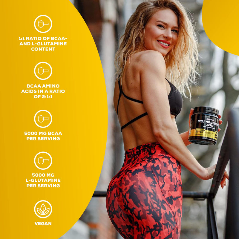 BioTechUSA BCAA + Glutamine Zero | 40 Servings | Vegan | Sugar-Free | Gluten-Free | 2:1:1 Ratio BCAAs | 480 g | Orange