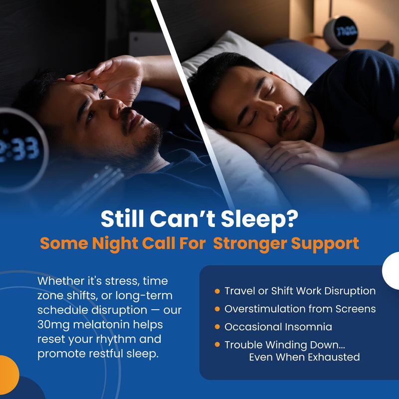 Melatonin 30mg MAX High Dose Extra Strength Sleep Aid for Adults (2 Pack) | High Dose Melatonin Sleep Aid for Adults | Extra Strength, Non-Habit Forming, Drug-Free | Vegan, Non-GMO, Made in USA 120 Count (Pack of 1)