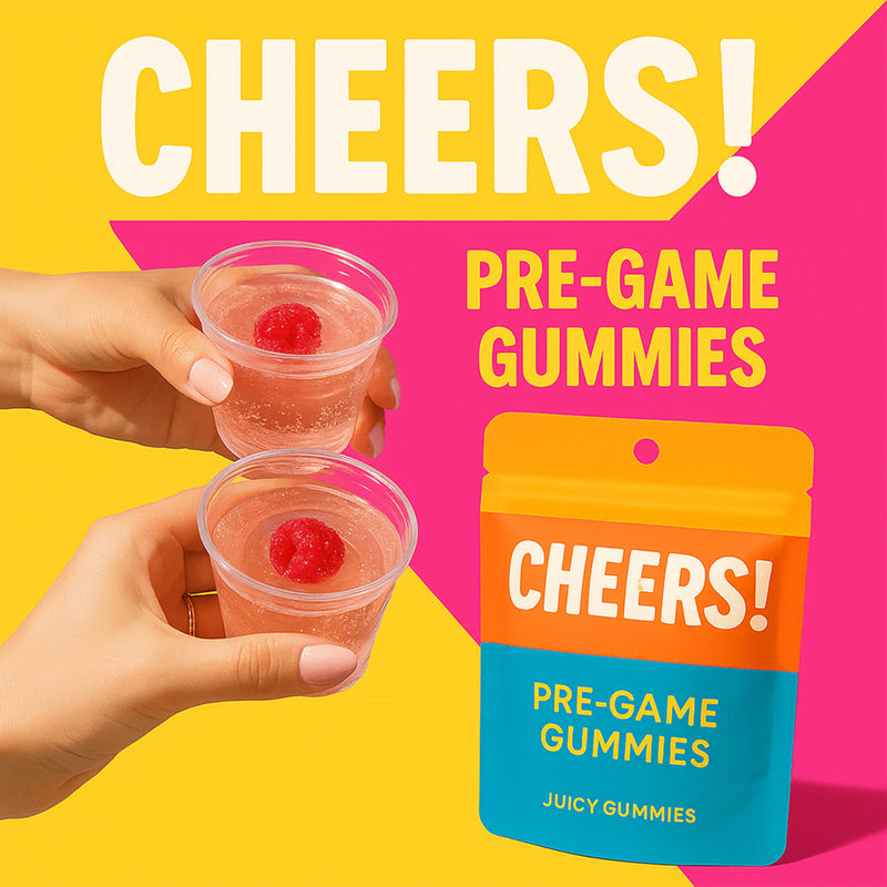 Cheers! Pre-Game – Post-Celebration Recovery Gummies – 910mg DHM & Vitamin C – Liver & Antioxidant Support – Blue Ginger 120mg & Turmeric + B-Complex Zinc – 18 Individual Packs