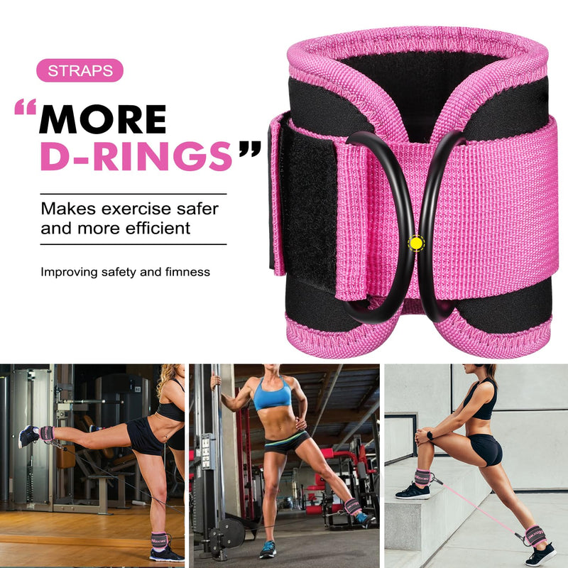 [Australia] - Ankle Resistance Bands with Cuffs, Ankle Bands for Working Out, Ankle Resistance Band for Leg, Booty Workout Equipment for Kickbacks Hip Fitness Training, Exercise Bands for Butt Lift Women 1-pink 