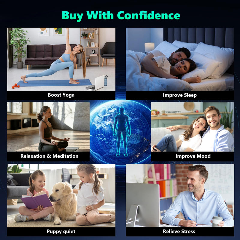 [Australia] - Adjustable Frequency Generator (0.01Hz-100KHz), 7.83Hz Schumann Resonance Generator with USB Cable and 3.5MM Audio Cable for Stress Relief, Improved Sleep, Meditation and Yoga Green 5.8 Inch 