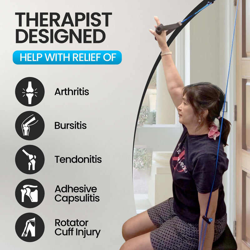 [Australia] - Shoulder Pulley for Physical Therapy - Shoulder Pain Relief | Exercise Equipment for Home Workouts | Pulleys for Shoulder Rehab over Door|Foam Handles w/Velcro | Rotator Cuff, Stroke and Arthritis 