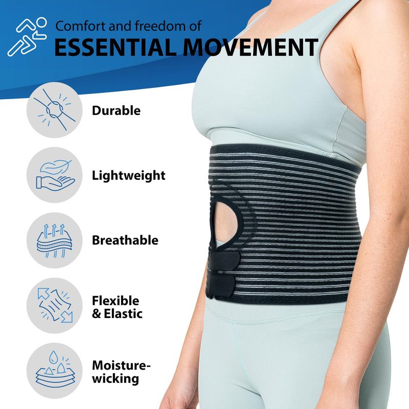 [Australia] - ORTONYX Abdominal Ostomy Belt for Men and Women, Post-Operative Care After Colostomy ileostomy Surgery, Adjastable Stoma Bag Hole/Black L-XXL L/XXL (36"-49") Black 