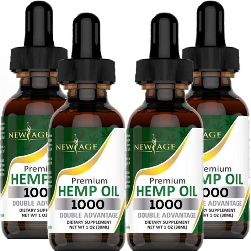 Hemp Oil - 4 Pack - All Natural of Hemp Drops - Grown & Made in USA - Natural Hemp Drops by NewAge (1000 (Pack of 4)) 1000 (Pack of 4)