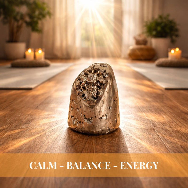 Pyrite Crystal Paperweight – Natural Free Form Stone with Flat Base for Office Desk – Heavy Raw Gold Rock for Wealth & Success – Authentic Peruvian Decor (7 to 8 oz) | Genuine natural iron pyrite rock to attract success. Authentic hand-carved flat bott...