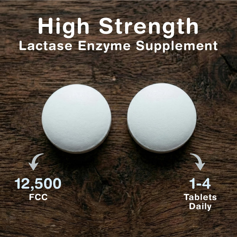 Nutrivo Lactase Tablets | High Strength Lactose Intolerance Tablets 12,500 FCC | 1-4 Month Supply | Lactase Enzyme | Support Dairy and Lactose Digestion