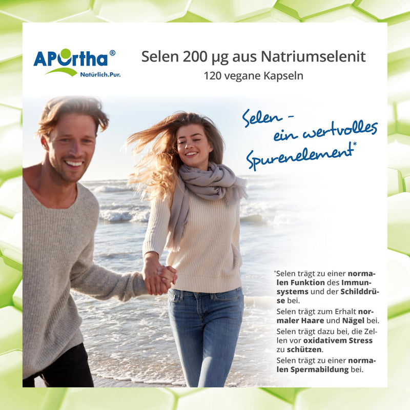 [Australia] - APOrtha® Selenium, 120 vegan capsules with 200µg each made of sodium selenite, high dosage and easy to swallow, allergen-free, vegan, gluten-free, alternative to drops and tablets 