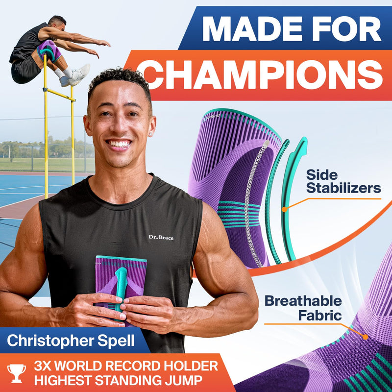 DR. BRACE ELITE Knee Brace with Size Stabilizer (2 Pack) Knee Brace for Women & Men, Workout, Sports, Daily Knee Compression Sleeve for Maximum Knee Pain Support & Fast Recovery (Galaxsis, XXX-Large) Galaxsis