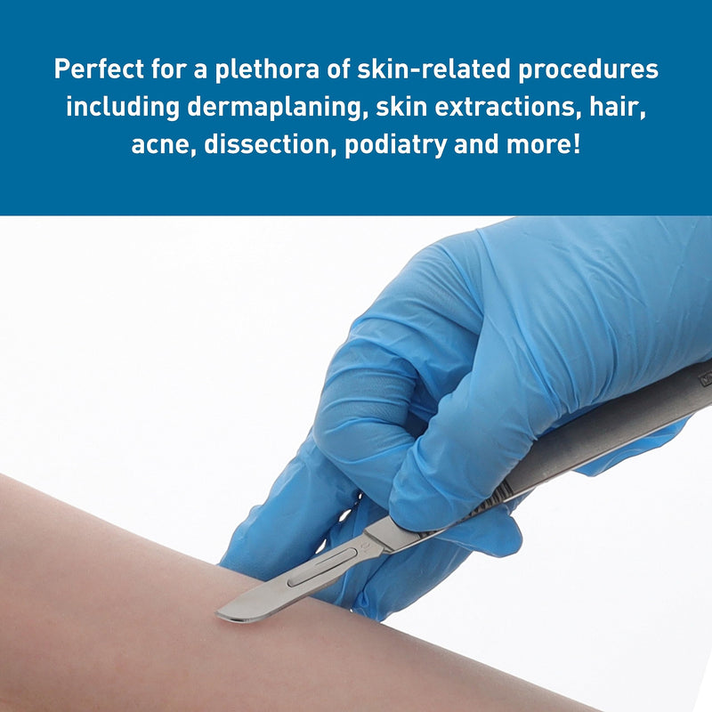 BodyMed Dermaplaning Blades #10 in Stainless Steel, 100 PCS - Disposable, Sterile Scalpel Blades for Estheticians, Facial Exfoliation, Hair Removal, Skin Care, Surgical & Podiatry Use Stainless Steel #10, 100 PCS