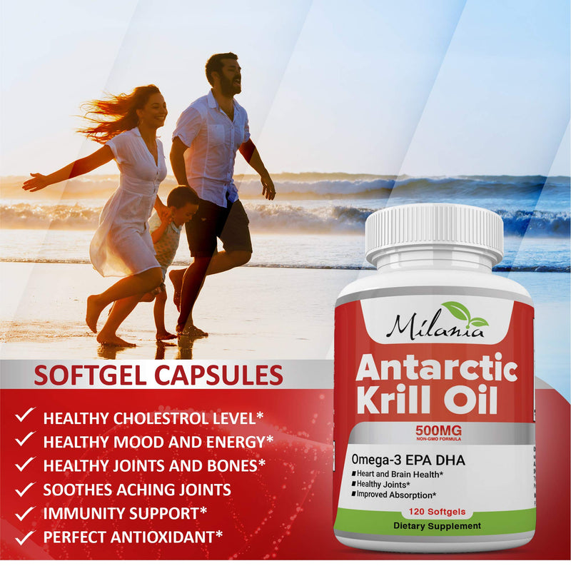 [Australia] - Antarctic Krill Oil - 120 Softgels - Omega-3 EPA, DHA, with Astaxanthin - Sourced from Red Krill - Maximum Strength - 500mg 120 Count (Pack of 1) 