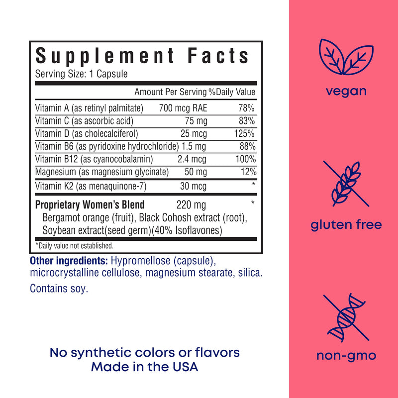 [Australia] - Her Own Menoprim, Menopause Support, Female Hormonal Balance Capsules for Night Sweats, Hot Flashes & Mood Swing Support, Bergamot Orange & Black Cohosh Root, 60 Capsules 