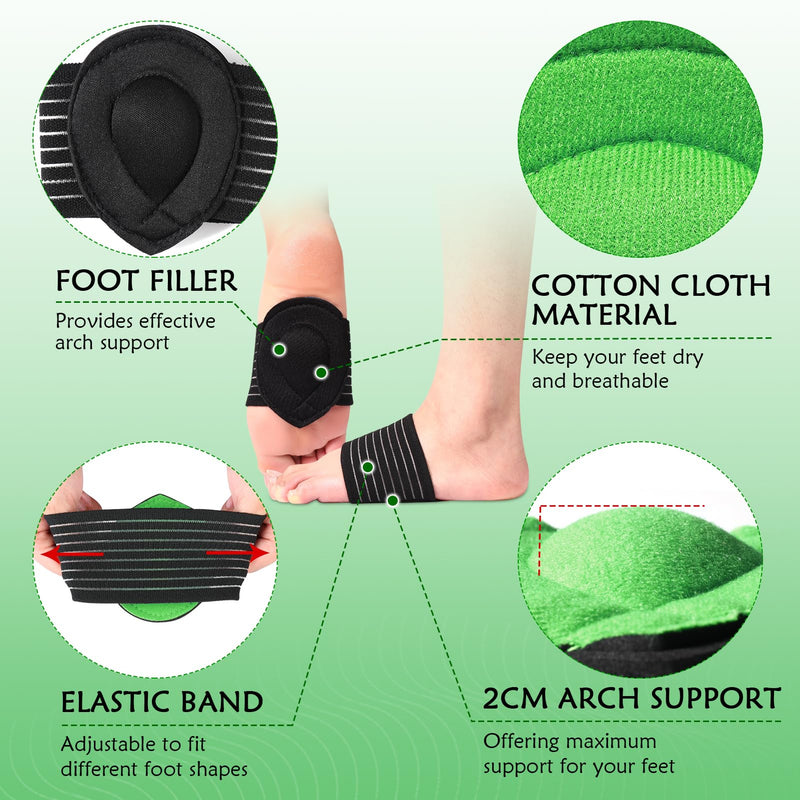 [Australia] - Ailaka 2 Pairs Arch Supports Compression Padded Plantar Fasciitis Bandages for Pain Relief and Sore Flat Feet, Heel Spurs (Black and Gray, One Size) Grey 