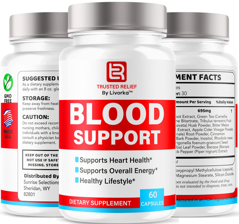 (2 Pack) Trusted Relief Blood Support Capsules - Official TrustedRelief Blood Support Vitamin Pills, Natural Trusted Relief Advanced Premium Formula Wellness & Overal Health, 120 Capsules For 2 Months