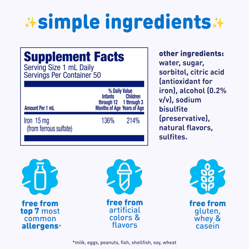 [Australia] - Enfamil Fer-In-Sol Iron Supplement Drops for Infants & Toddlers, Supports Brain Development, 50 mL Dropper Bottle 1.69 Fl Oz (Pack of 1) 