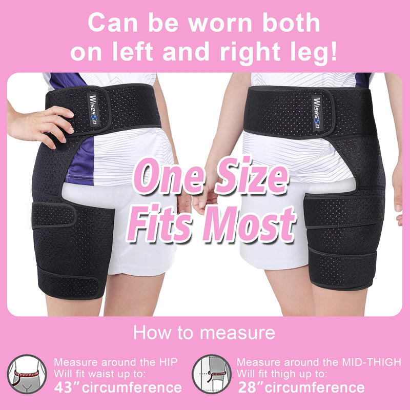 Hip Brace, Groin Wrap Hip Braces for Sciatica Pain Relief, Thigh Support for Groin, Thigh, Hamstring, Pulled Muscle Injury, Sciatic Nerve Brace For Men and Women, Pink One Size