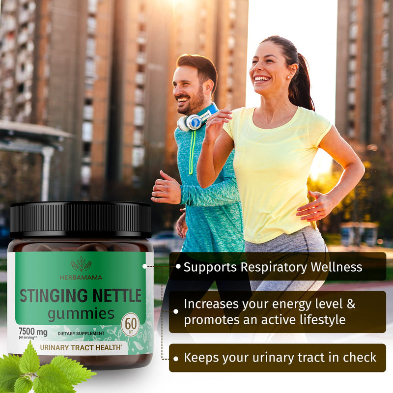[Australia] - HERBAMAMA Stinging Nettle Root Gummies - Stinging Nettle Formula - 60 Vegan & Non-GMO Chews - 7500mg 