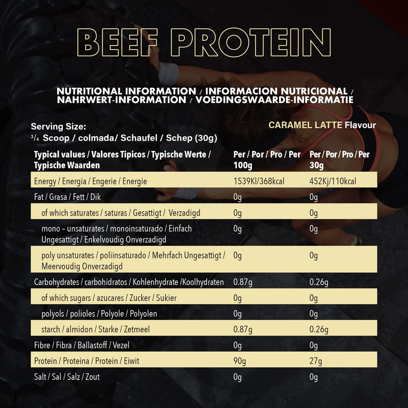 NXT Beef Protein Isolate 540g - High Protein Powder in Natural Amino Acids - Paleo, Keto Friendly - Dairy and Gluten Free | 540g (Caramel Latte)