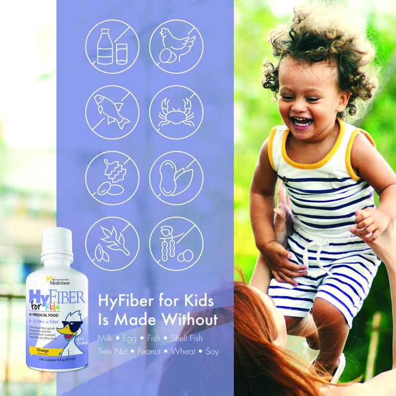 [Australia] - Medtrition HyFiber Liquid Fiber for Kids in Only One Tablespoon, Supports Regularity and Softer Stools, FOS Prebiotics for Gut Health, 6 Grams of Fiber, 32 Servings per Bottle 16 Fl Oz (Pack of 1) 