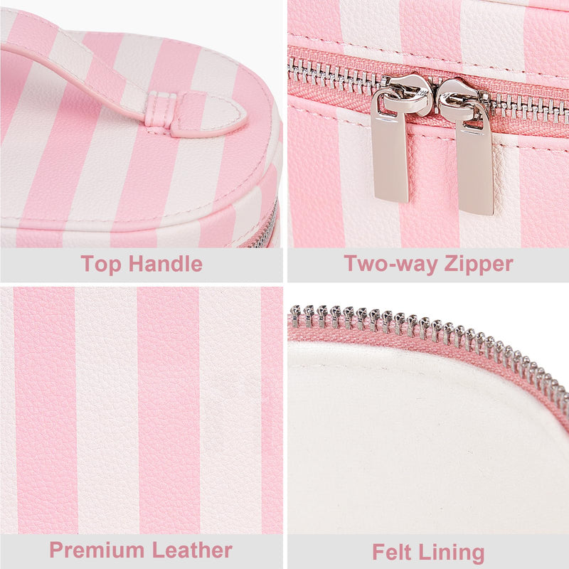 YFGBCX Makeup Bag(Brown)+Makeup Bag(Pink Stripe)