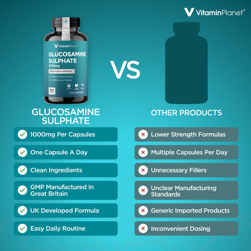 Glucosamine Sulphate 1000mg | 90 Capsules | 750mg Active Glucosamine Sulphate | Easy to Swallow | 90-Day Supply | Single Ingredient Formula | Non-GMO | GMP Manufactured