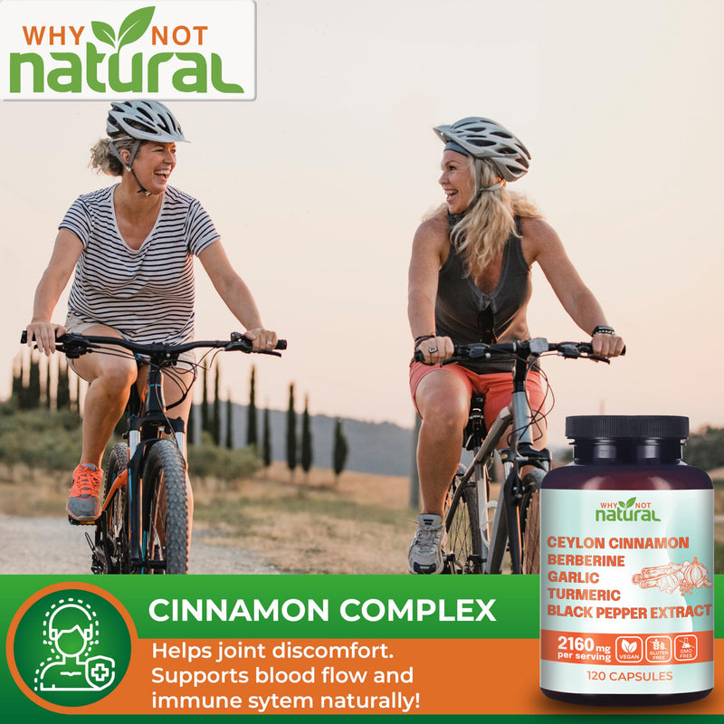 [Australia] - 5-in-1 Organic Ceylon Cinnamon Capsules with Berberine, Garlic, Turmeric, Black Pepper Extract Pills (120 Capsules) 120 Count (Pack of 1) 