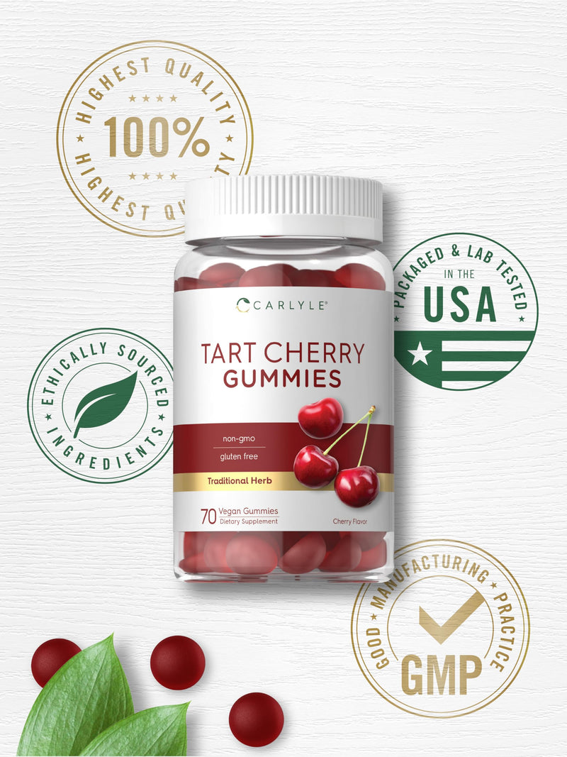 Carlyle Tart Cherry Gummies | 2000mg | 70 Count | Cherry Flavor | Vegan, Non-GMO, and Gluten Free Formula 70 Count (Pack of 1)