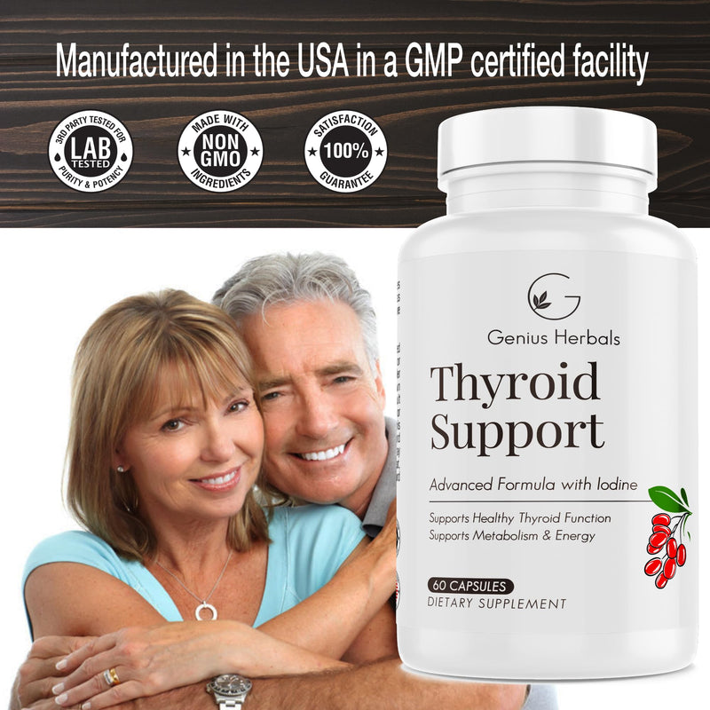 [Australia] - Thyroid Support - Advanced Formula with Iodine, Supports Metabolism & Energy, Supports Healthy Thyroid. Non-GMO Thyroid Supplement - 60 Capsules 