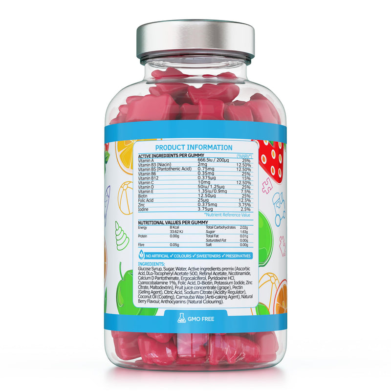 Kids/Childrens Vitamins - 150 Multivitamin & Minerals Gummies - Natural Berry Flavour Packed with Essential Nutrients - Vegan & Free of Artificial Sweeteners – 5 Months Supply – UK Made 150 Gummies