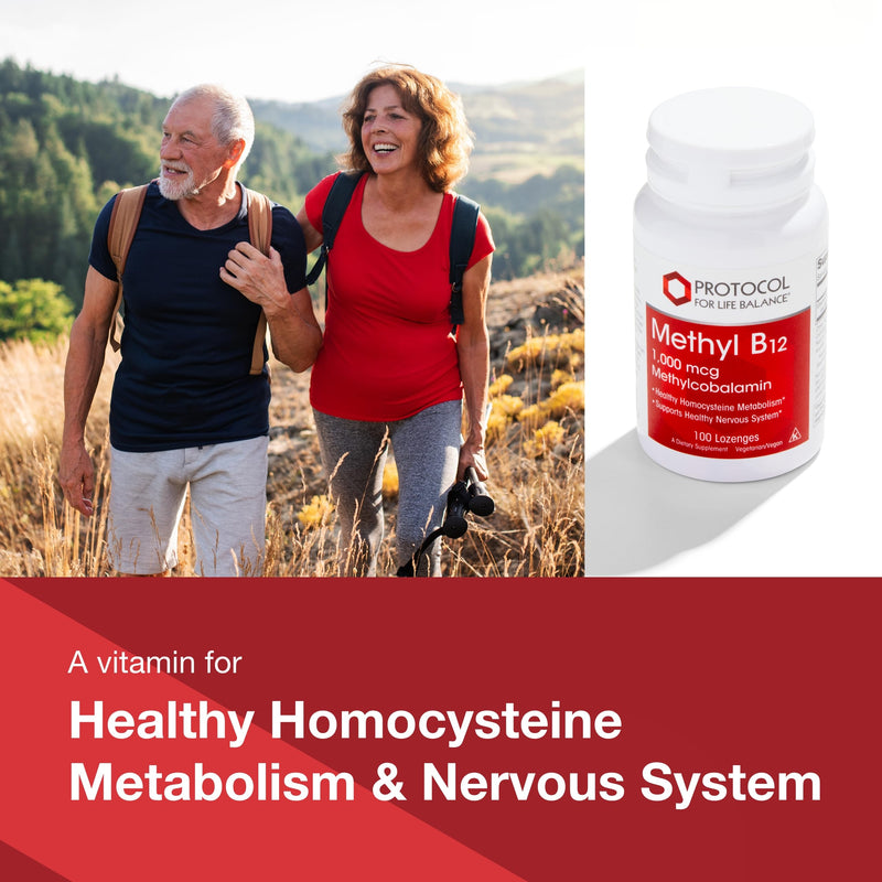 PROTOCOL FOR LIFE BALANCE Methyl B12 1,000 mcg, Brain Health*, 100 Lozenges | Vitamin B12 for Homocysteine Metabolism*, Support Brain Health and Health Nervous System*, Kosher, Halal, and Vegan 1 Count (Pack of 100)