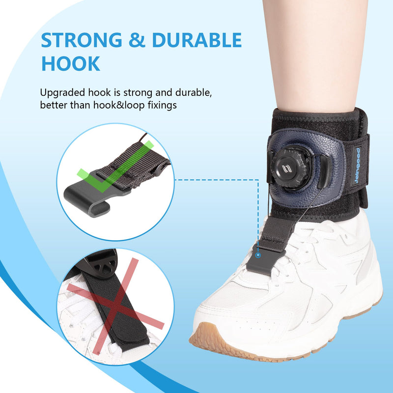 AFO Foot Drop Brace for Walking with Shoes, Drop Foot Brace with Reel-Adjust Dorsiflexion Assist, Adjustable Foot Brace for Drop Foot Support, Fits Left or Right Foot for Women Men (S/M) S/M With Knob