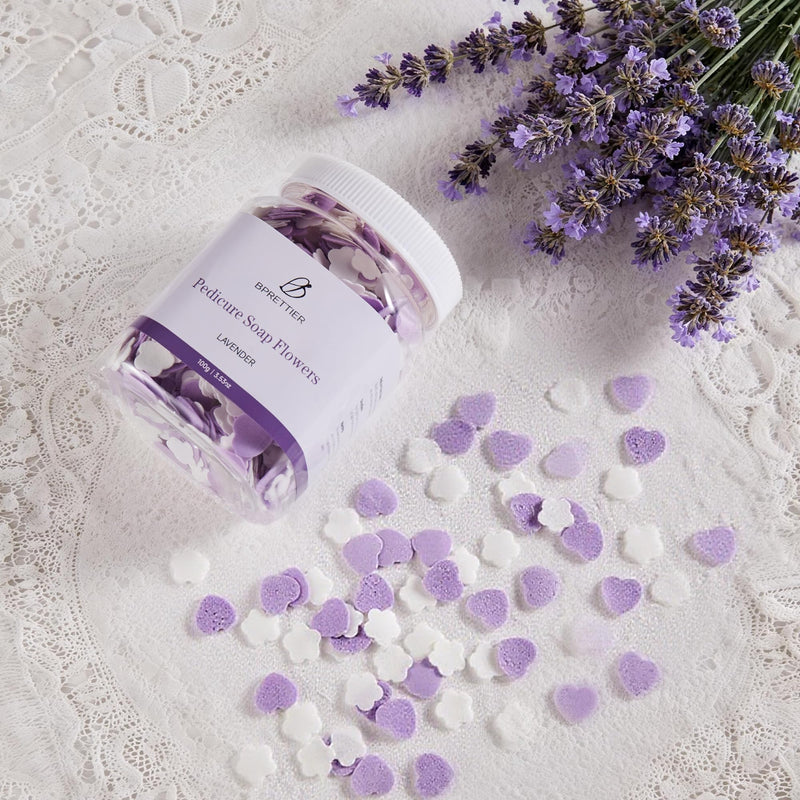 [Australia] - Pedicure Soap Flowers Foot Soak Petals Sheet for Softens Dead Skin Moisturizing Relaxing Spa Feet Birthday Pedi Nail Party (Lavender) Purple 