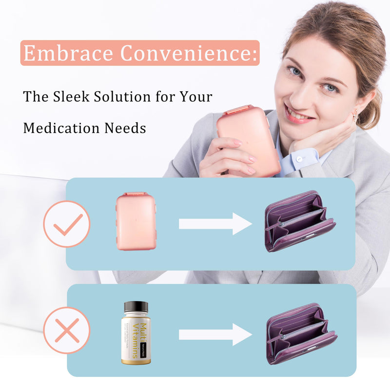 [Australia] - Pill Organizer with Medicine Labels 161 Labels Travel Daily Pill Container Mini Medication Organizer Storage Pill Organizer Travel Essentials Pill Case 7 Day Pill Organizer (Pink, 1 Pack) Pink 