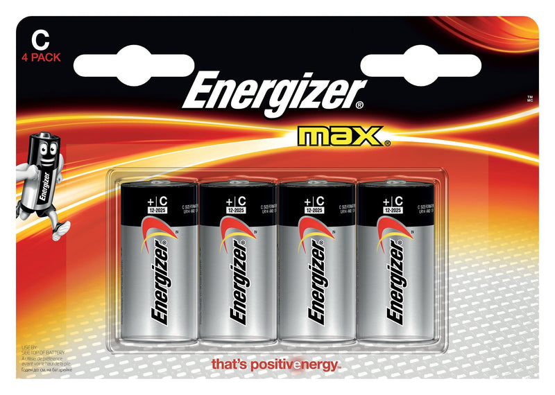 Energizer Max Premium C Batteries, Alkaline C Cell Battery (4 Count) E93BP-4 4 Count (Pack of 1)