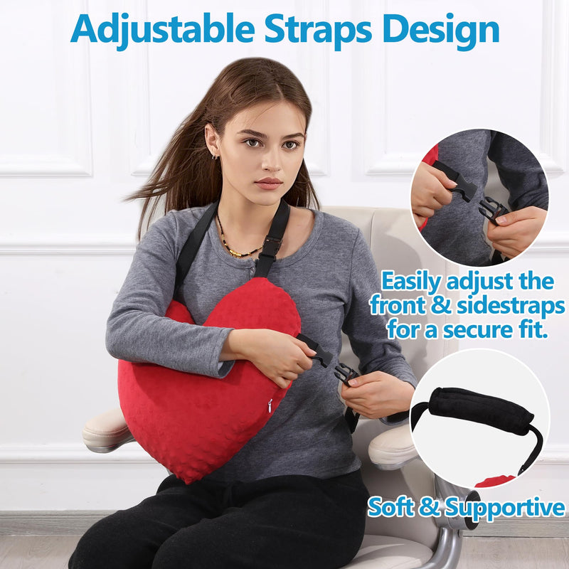 [Australia] - BALAPET Adjustable Heart Shape Pillow for After Heart Surgery, Soft Plush Open Heart Surgery Pillow for Heart Surgery Recovery, Chest Pillow with 2 Fixed Straps for After Heart Surgery Gifts(Red) Red 