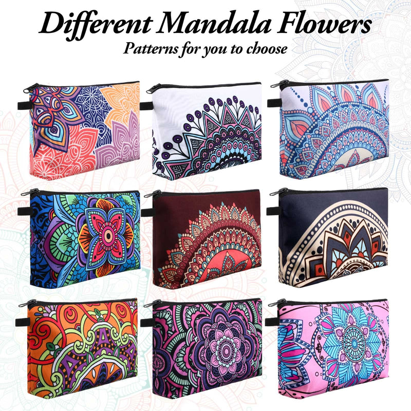 20 Pcs Bulk Makeup Bag for Women Appreciation Gifts for Teacher Canvas Cosmetic Bags with Zipper Pouches Waterproof Travel Toiletry Organizer for Girls Mother Teacher Nurse Bridesmaids (Mandala) 20 Mandala