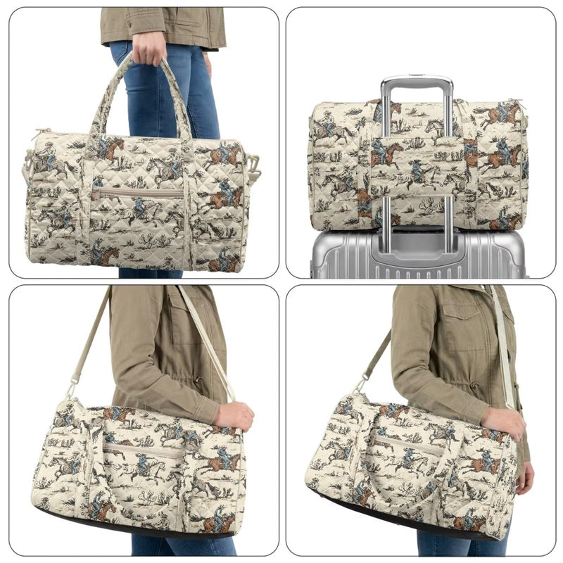 Horse Pattern Extra Large Quilted Duffle Bag Lightweight, Travel Duffel Bag Foldable for Men Women, Waterproof & Tear Resistant Horse Pattern