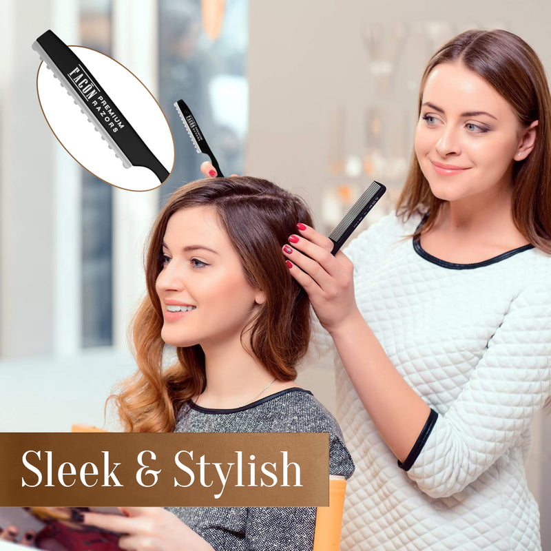 [Australia] - Facón Hair Razors for Cutting Hair - Professional Hair Styling Razor Kit with 11 Replacement Blades, Stainless Steel Hair Cutting Tool for Salon & Home, Premium Hair Thinning Texturizing Faether Razor 