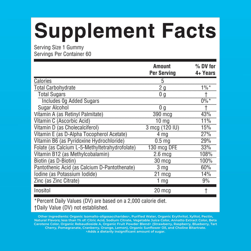 MARYRUTH'S Kids Multivitamin Gummies, Sugar Free, 2 Month Supply, Ages 4+ | Essential Vitamins C, D3, Zinc, 60 Count