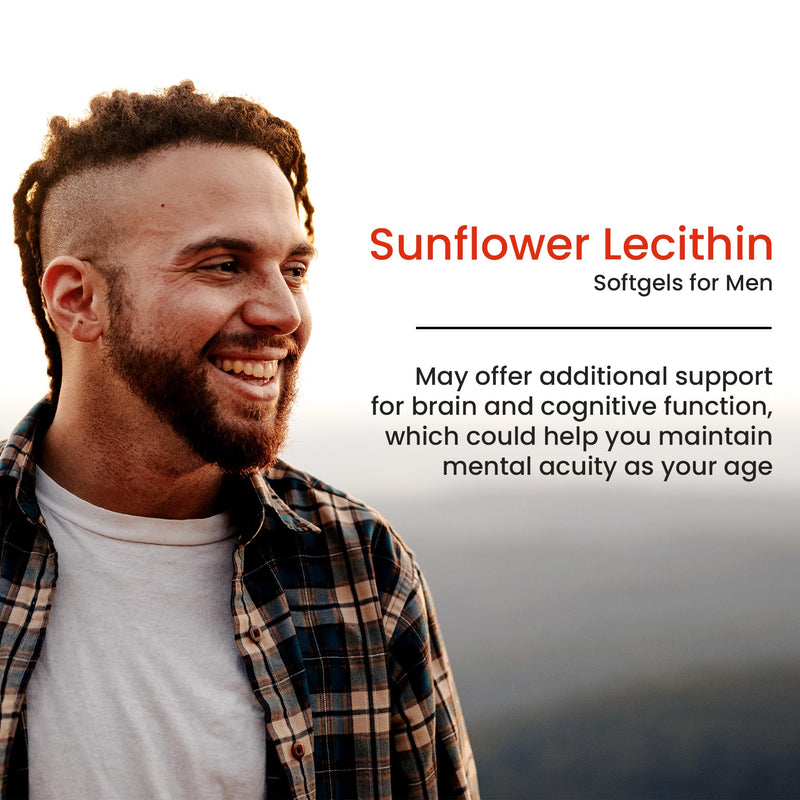 [Australia] - Sunflower Lecithin Softgels for Men - 100 Softgels - Brain Health & Vitality Support - 1200mg Natural Formula - Non-GMO - Focus, Heart Health, Choline Rich - Optimal Absorption. 