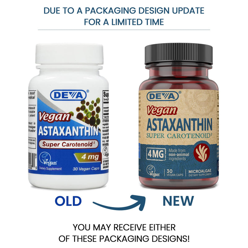 [Australia] - DEVA Nutrition Vitamins Astaxanthin 4mg, Vegan, Made from Haematococcus Pluvialis Microalgae, 30 Capsules, 2-Pack 30 Count (Pack of 2) 