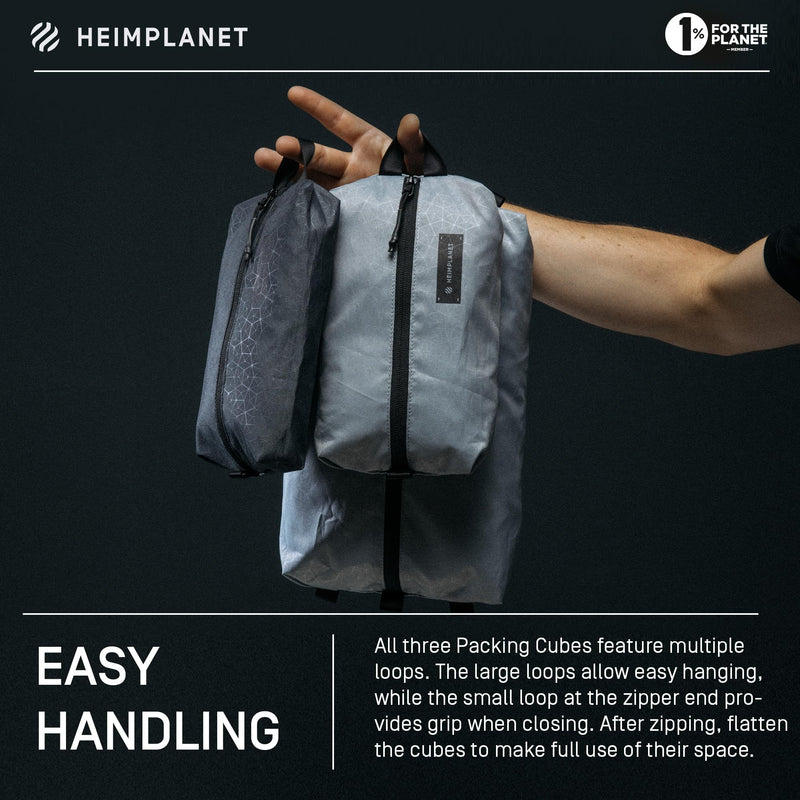 HEIMPLANET Original | HPT Carry Essentials - PACKING CUBES | Set of 3 Packing Organizers | 1x 4L Volume and 2x 2L Volume | Supports 1% for The Planet