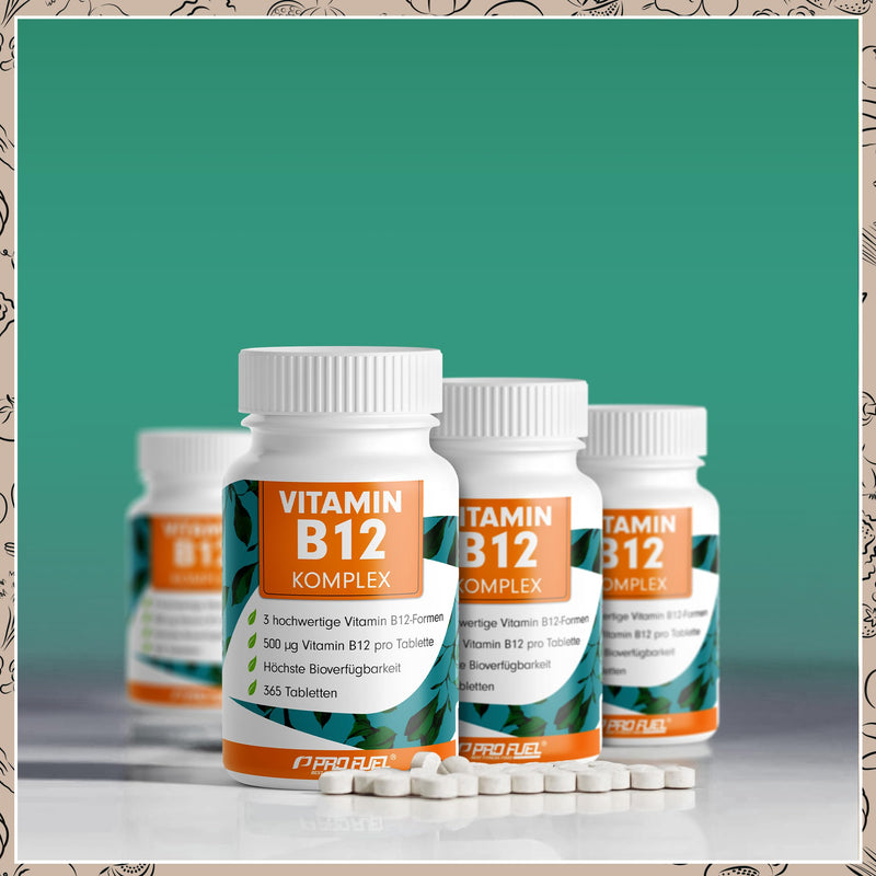 [Australia] - Vitamin B12 complex - 365 tablets - 500 µg Vit B12 high dose with methylcobalamin, adenosylcobalamin & hydroxocobalamin B12 in a ratio of 4:1:1 - without unwanted additives - 100% vegan 1x 365 tablets 
