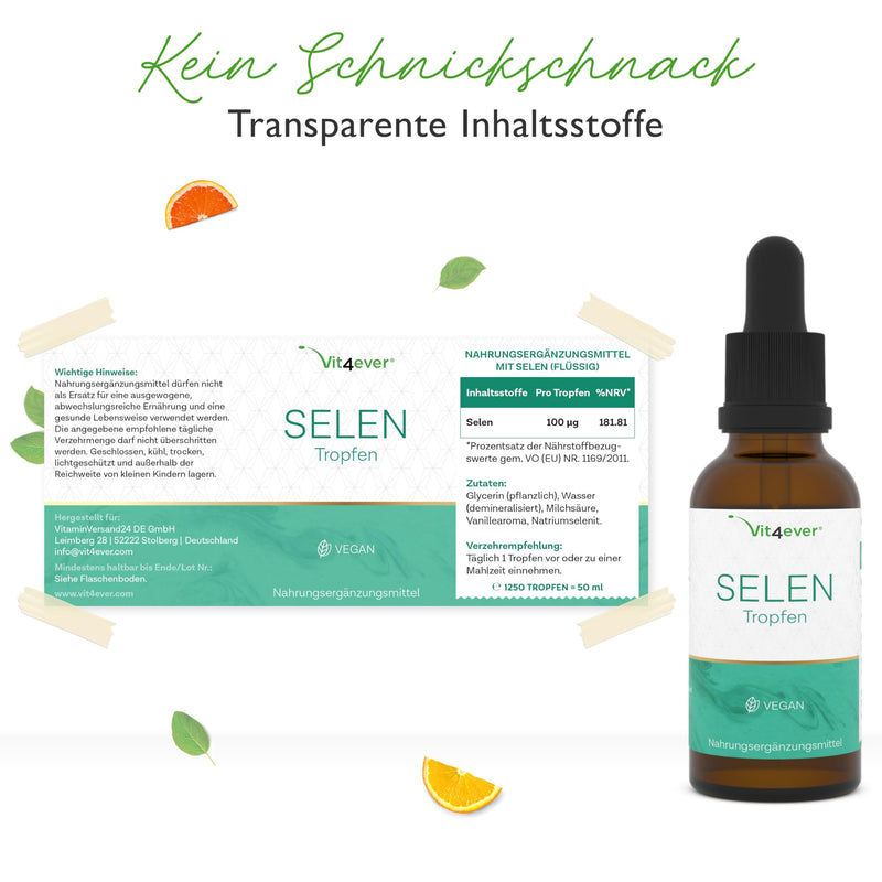 [Australia] - Selenium drops - High dosage with 100 µg per drop - 50 ml - Premium: Natural sodium selenite - Selenium liquid - Vegan - Premium quality 