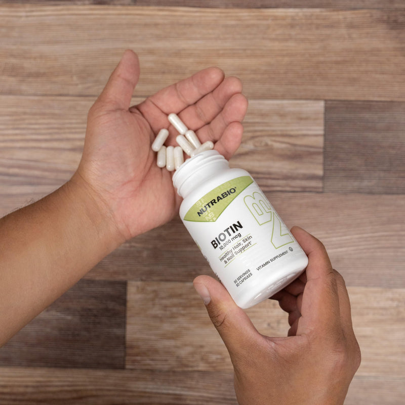 NutraBio Biotin 10000mcg- Biotin for Hair Growth and Stronger Nails, Improved Skin Health- 90 Vegetable Capsules