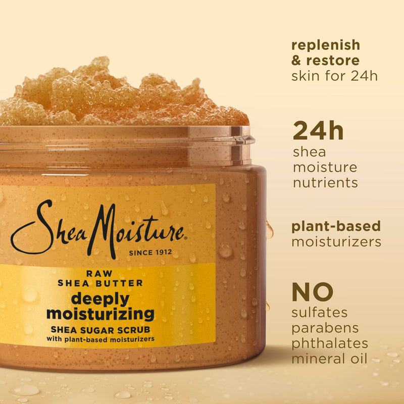 [Australia] - SheaMoisture Shea Sugar Body Scrub For Moisturize And Restore Dry Skin Raw Shea Butter Deeply Moisturizing Body Scrub With 24h Shea Moisture Nutrients 12 oz 