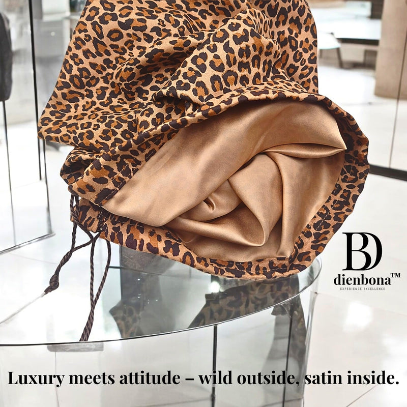 4 Pack Leopard Print Cotton Dust Bags (2 Sizes) - Stylish Drawstring Storage Covers for Designer Handbags, Purses, Shoes & Travel 4 Pcs / 2 Sizes